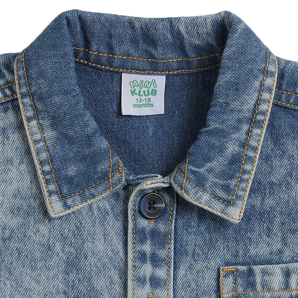 Baby Boys Blue Denim Shirt Regular Fit Casual Kids Wear