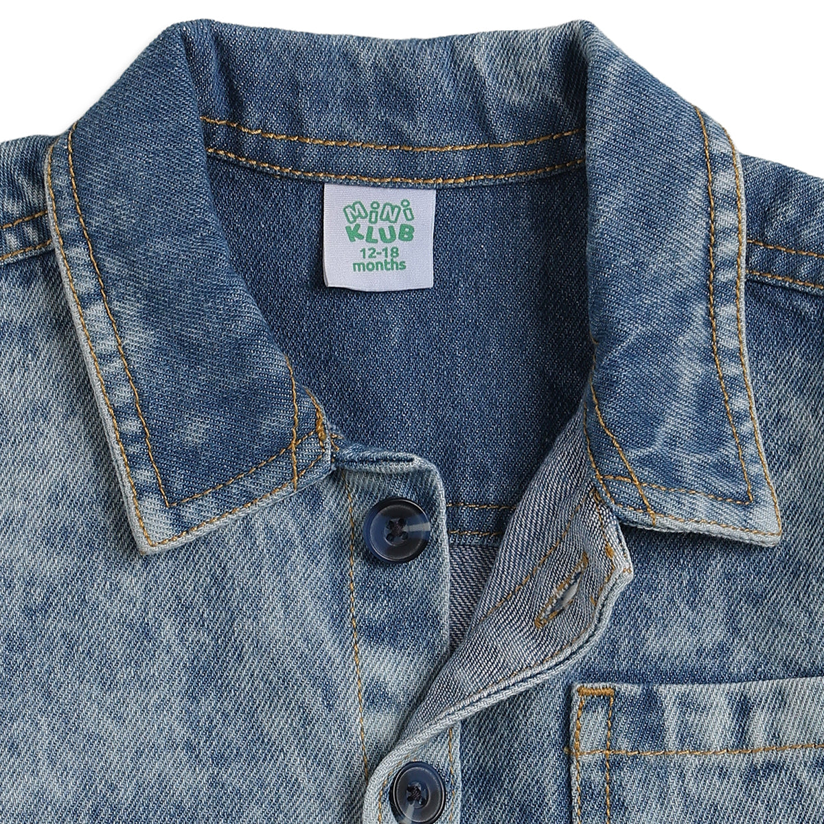 Baby Boys Blue Denim Shirt Regular Fit Casual Kids Wear