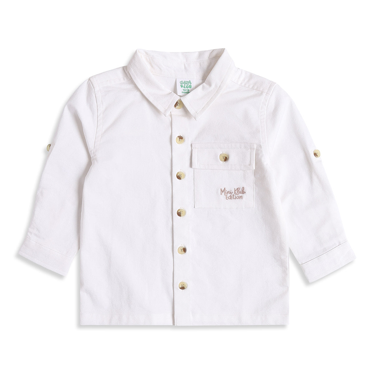 Baby Boys White Cotton Shirt Regular Fit Casual Kids Wear