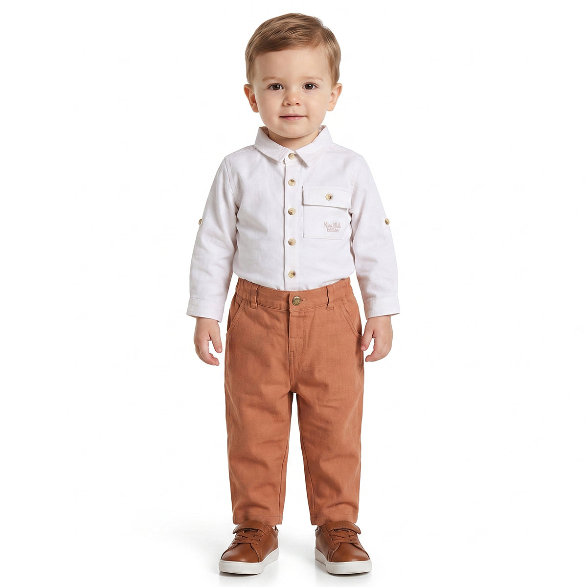Baby Boys White Cotton Shirt Regular Fit Casual Kids Wear