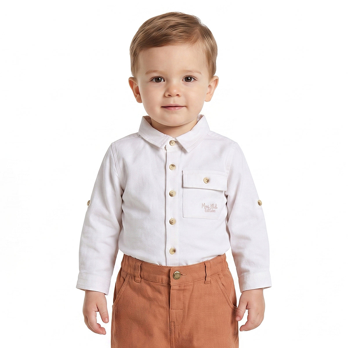 Baby Boys White Cotton Shirt Regular Fit Casual Kids Wear