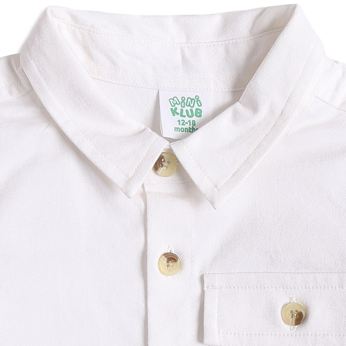Baby Boys White Cotton Shirt Regular Fit Casual Kids Wear