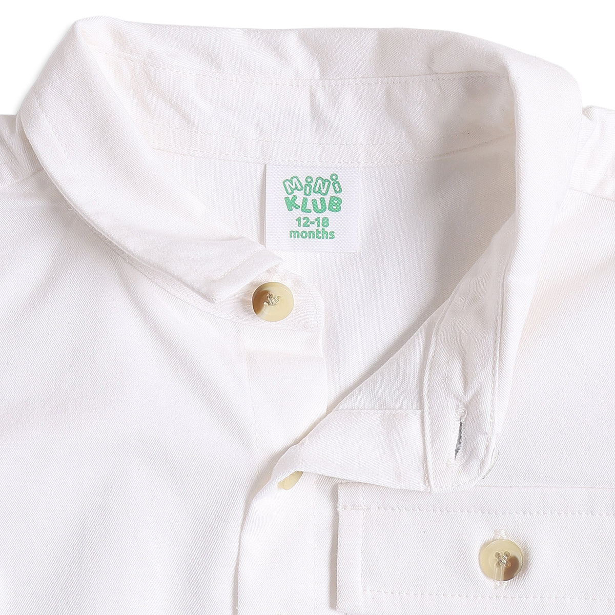 Baby Boys White Cotton Shirt Regular Fit Casual Kids Wear