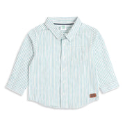 Baby Boys Aqua Blue and White Cotton Striped Shirt Regular Fit Casual Kids Wear