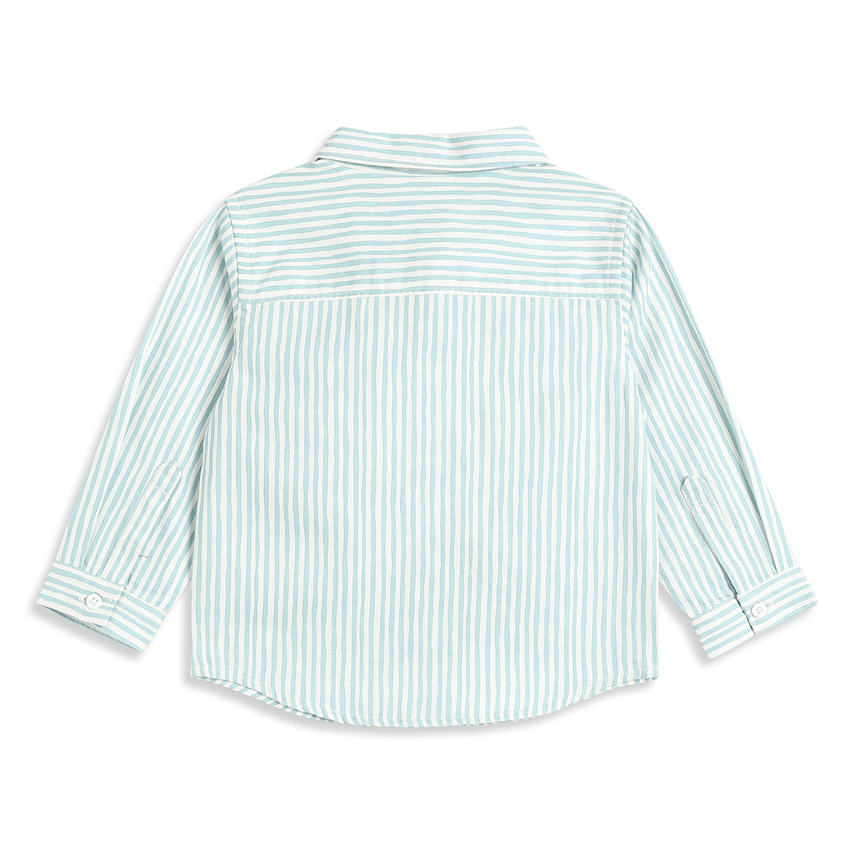 Baby Boys Aqua Blue and White Cotton Striped Shirt Regular Fit Casual Kids Wear