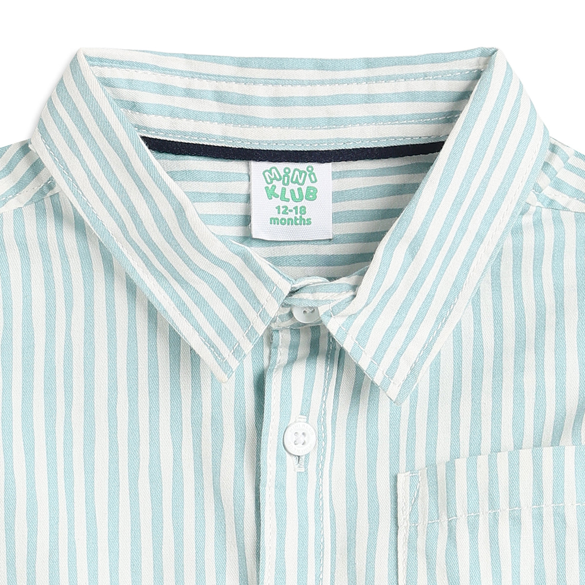 Baby Boys Aqua Blue and White Cotton Striped Shirt Regular Fit Casual Kids Wear