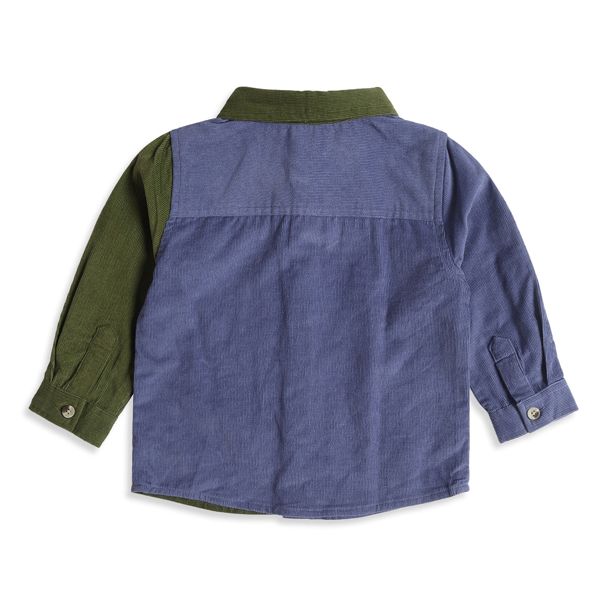 Baby Boys Blue and Olive Green Corduroy Shirt Regular Fit Casual Kids Wear