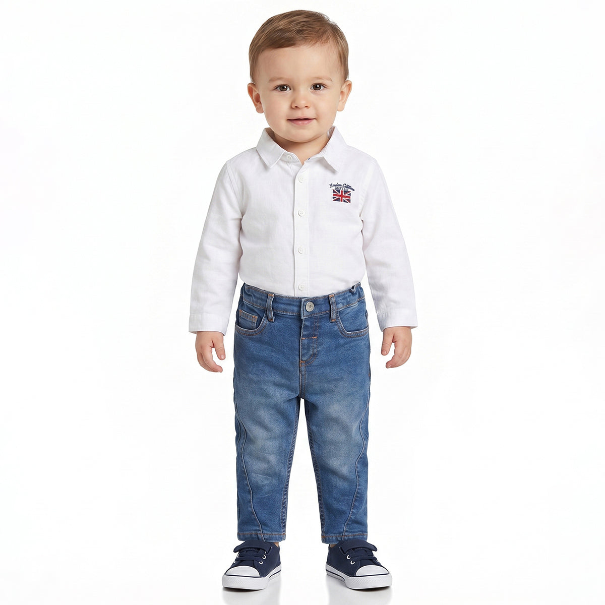 Baby Boys White Cotton Shirt Regular Fit Casual Kids Wear