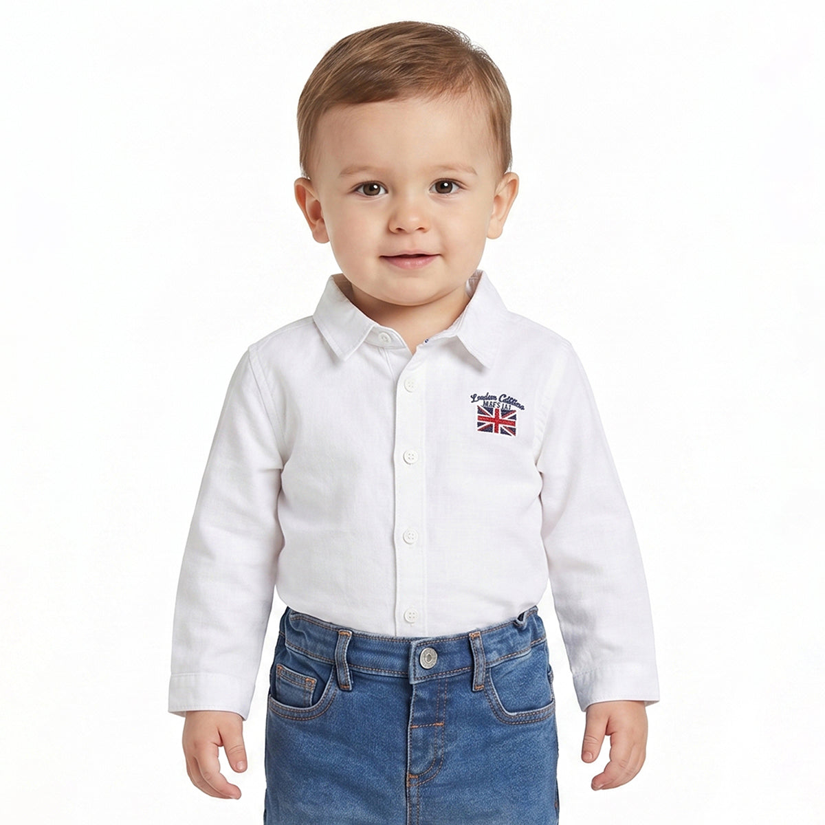 Baby Boys White Cotton Shirt Regular Fit Casual Kids Wear