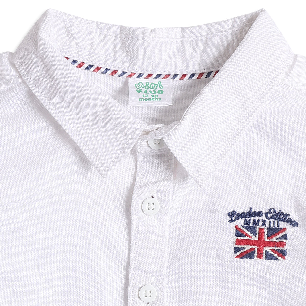 Baby Boys White Cotton Shirt Regular Fit Casual Kids Wear