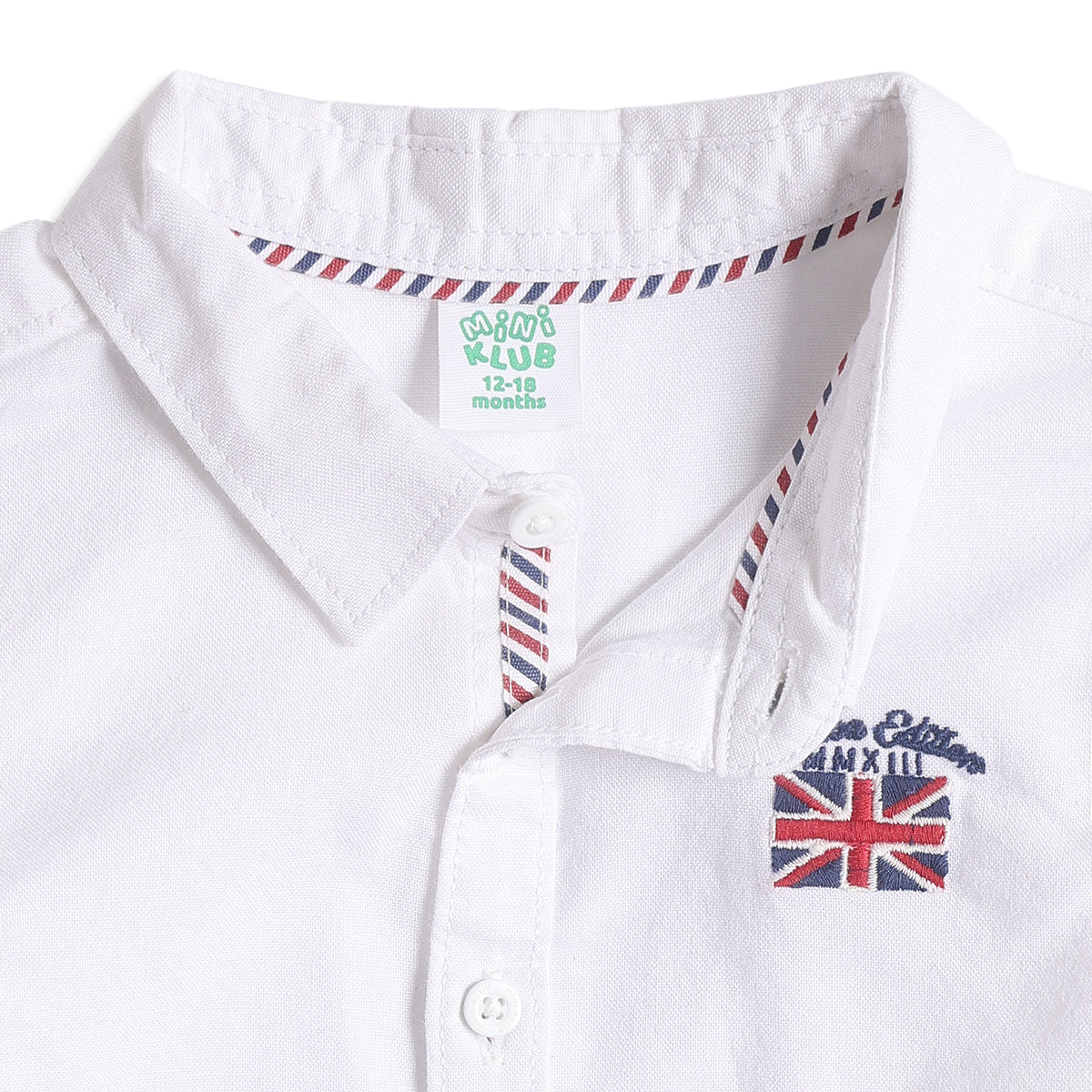 Baby Boys White Cotton Shirt Regular Fit Casual Kids Wear