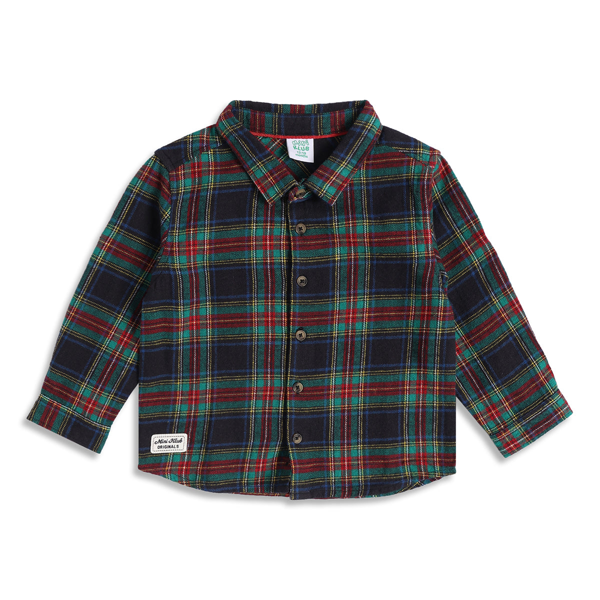 Baby Boys Navy Blue, Red and Green Checked Cotton Shirt Regular Fit Casual Kids Wear