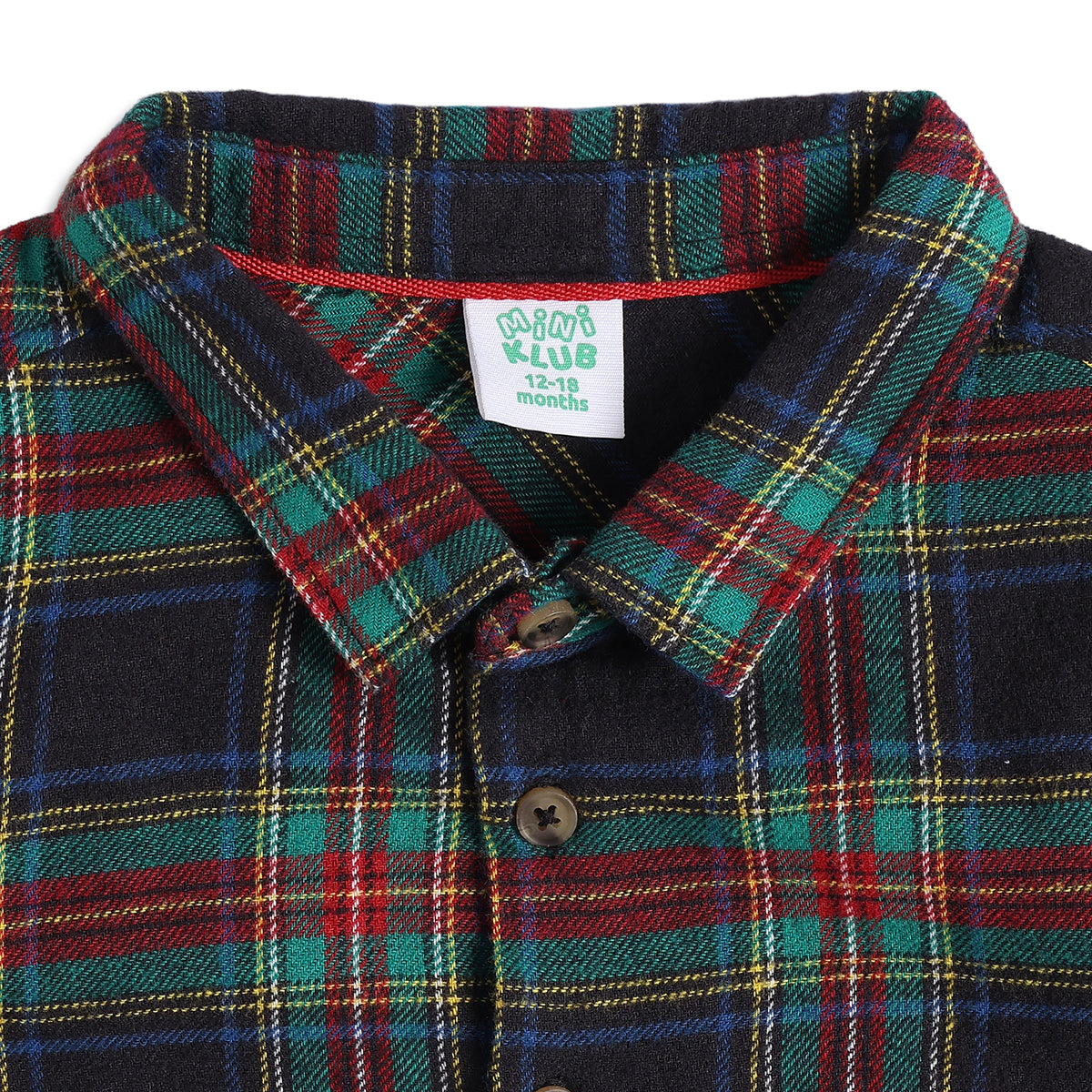 Baby Boys Navy Blue, Red and Green Checked Cotton Shirt Regular Fit Casual Kids Wear