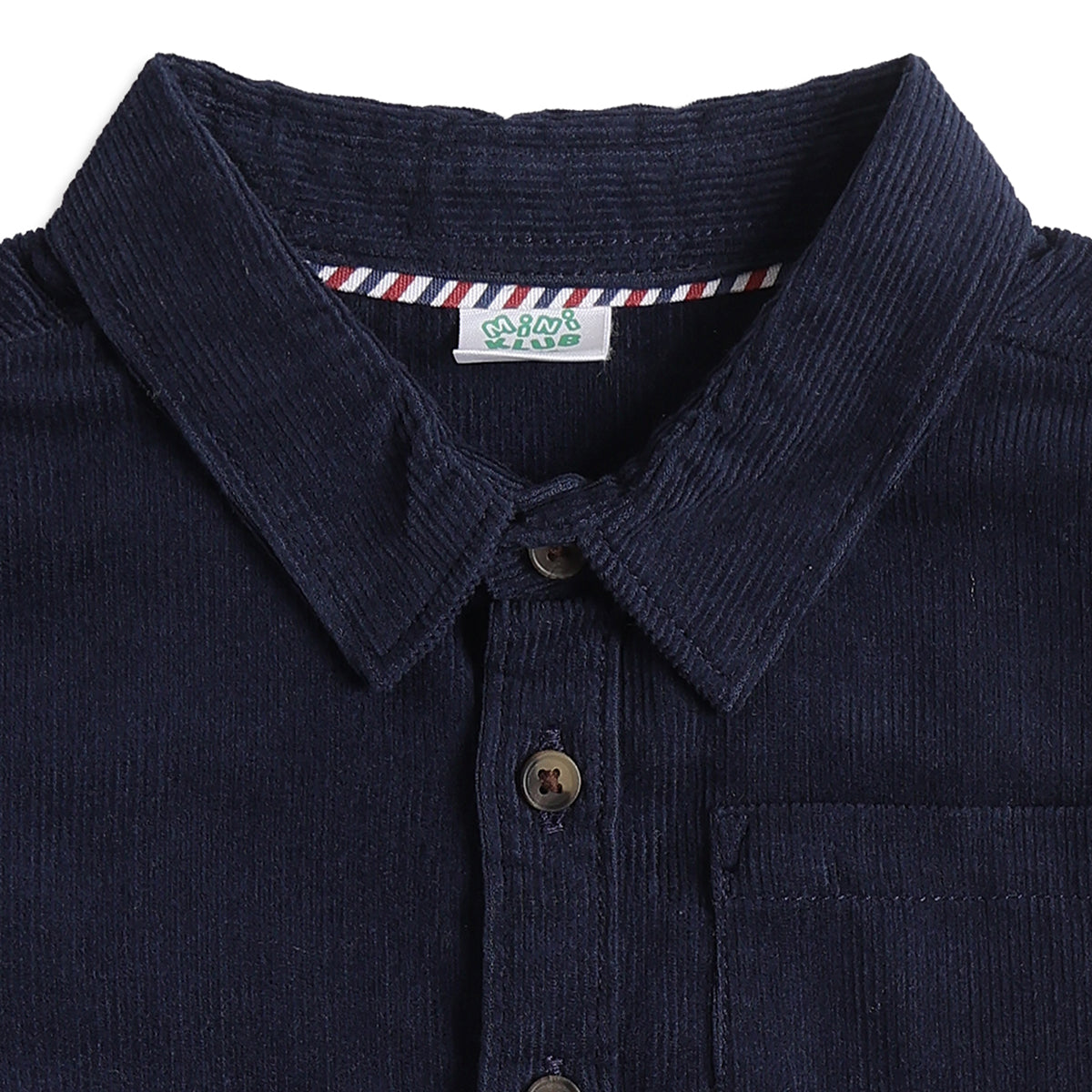 Baby Boys Navy Blue Corduroy Shirt Regular Fit Casual Kids Wear