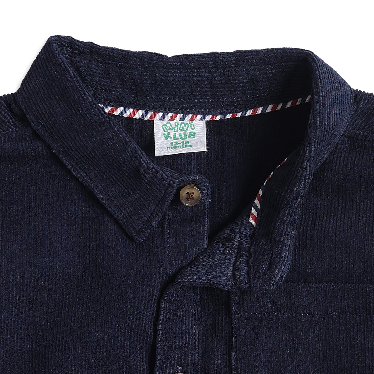Baby Boys Navy Blue Corduroy Shirt Regular Fit Casual Kids Wear