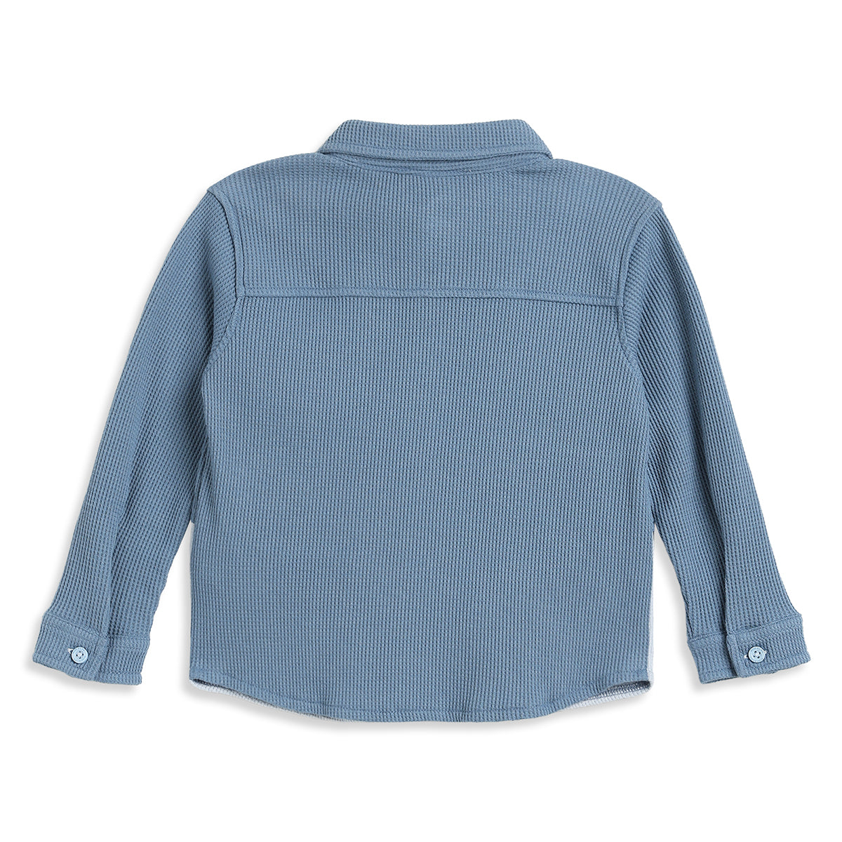 Baby Boys Blue & White Waffle Texture Colour Block Shirt Regular Fit Casual Kids Wear