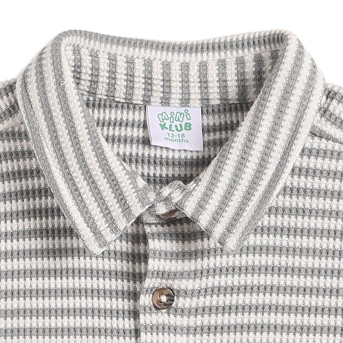 Baby Boys Grey Waffle Texture Shirt Regular Fit Casual Kids Wear