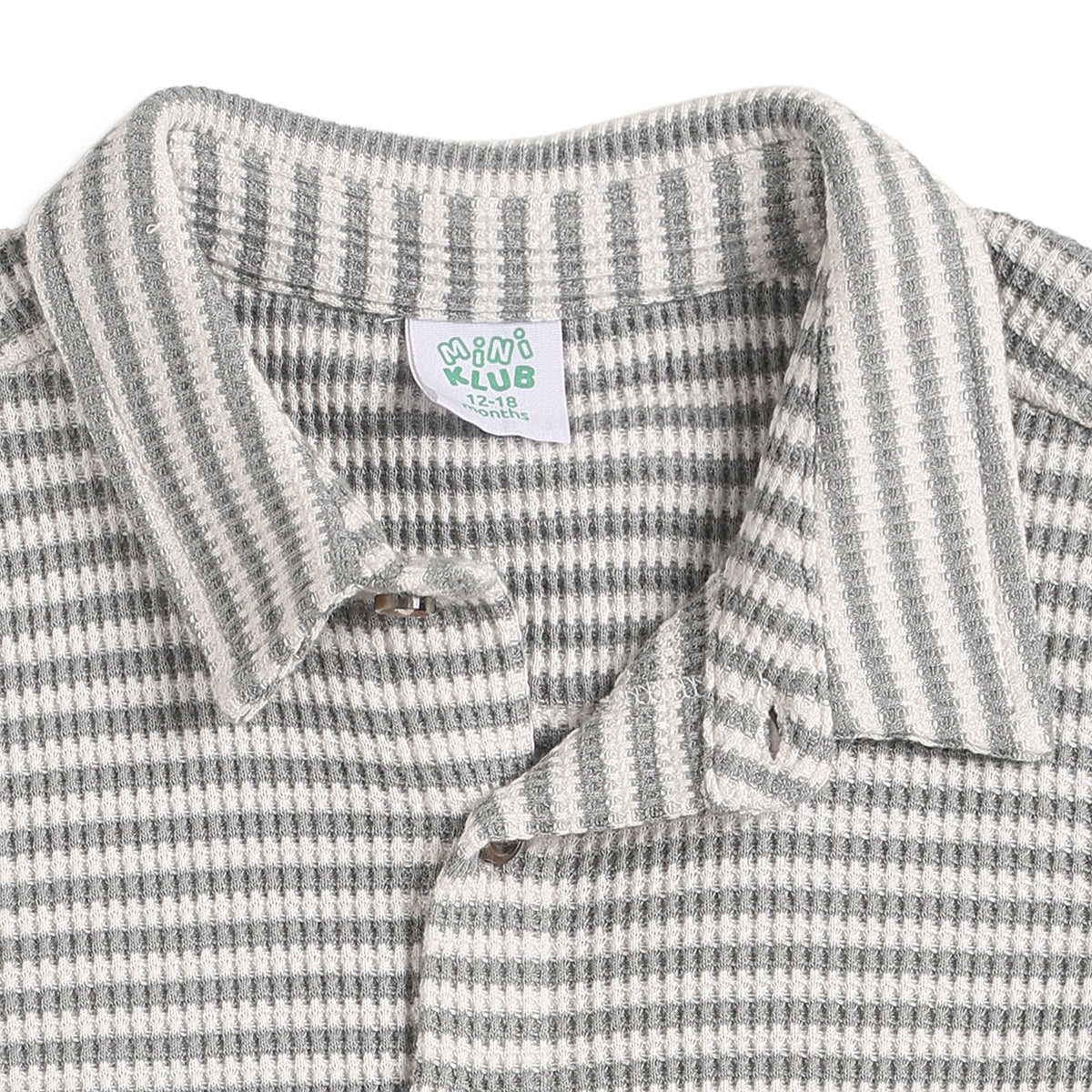 Baby Boys Grey Waffle Texture Shirt Regular Fit Casual Kids Wear