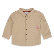 Baby Boys Beige Cotton Blend Food Motif Shirt Regular Fit Casual Wear