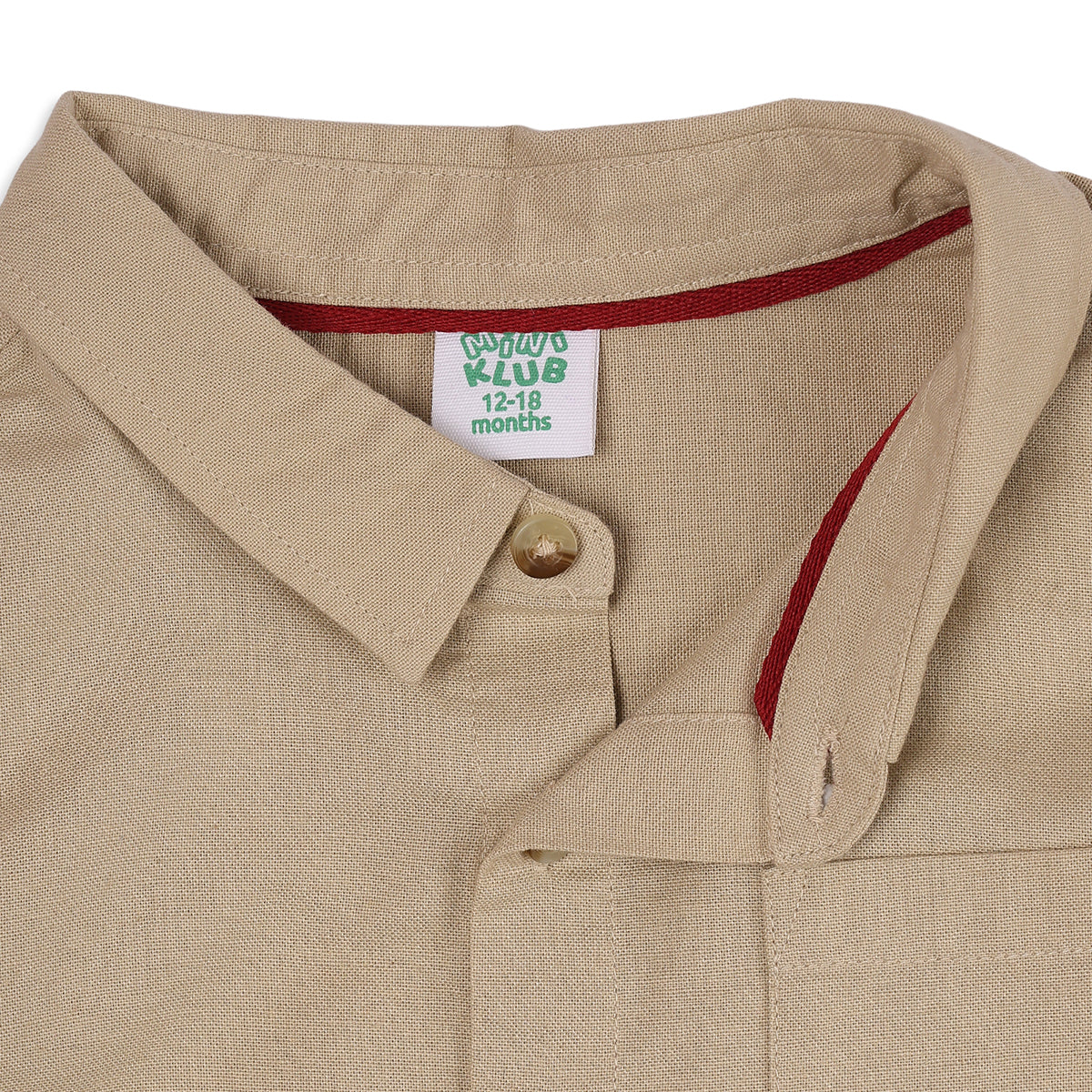 Baby Boys Beige Cotton Blend Food Motif Shirt Regular Fit Casual Wear