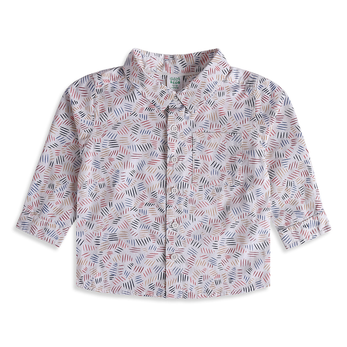 Baby Boys White Cotton Abstract Print Shirt Regular Fit Casual Wear