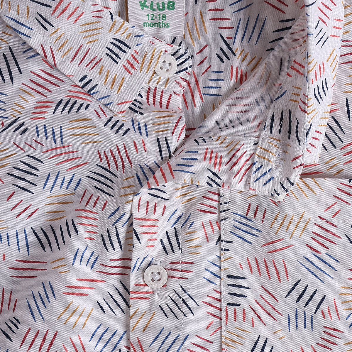 Baby Boys White Cotton Abstract Print Shirt Regular Fit Casual Wear