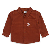 Baby Boys Rust Brown Cotton Blend Lion Patch Corduroy Shirt