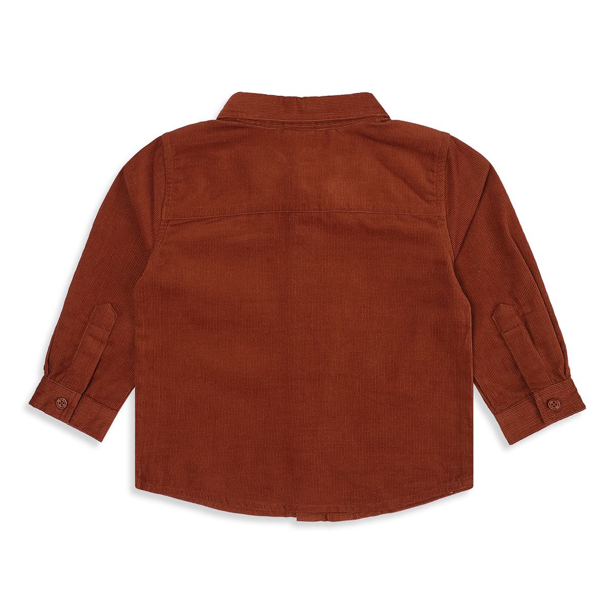 Baby Boys Rust Brown Cotton Blend Lion Patch Corduroy Shirt
