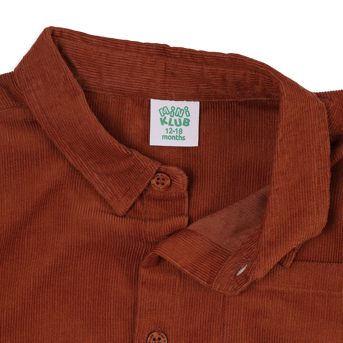 Baby Boys Rust Brown Cotton Blend Lion Patch Corduroy Shirt
