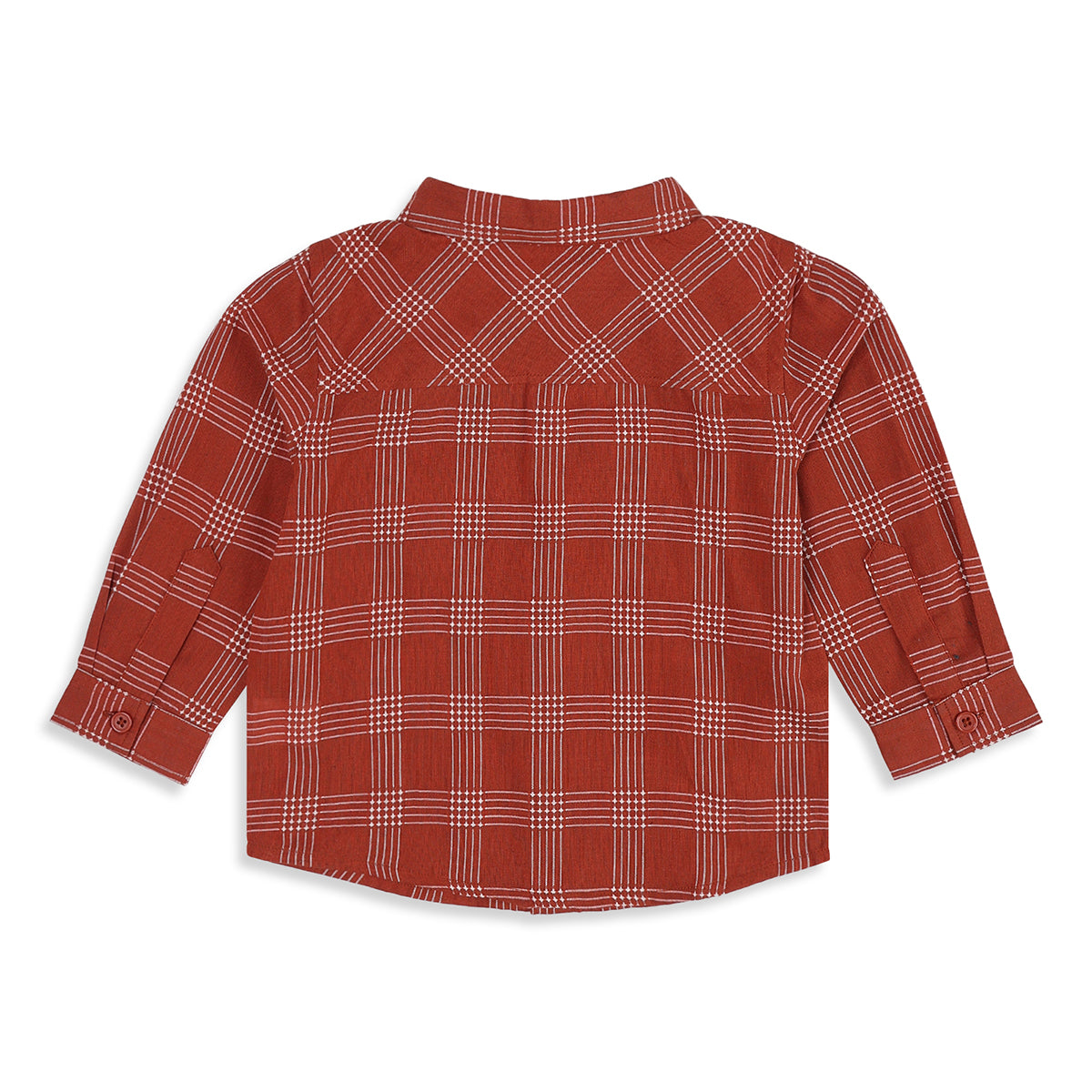 Baby Boys Rust Red Cotton Checked Shirt Regular Fit Casual Wear