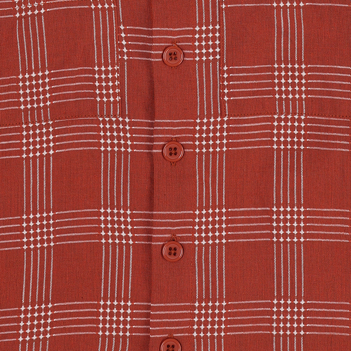 Baby Boys Rust Red Cotton Checked Shirt Regular Fit Casual Wear