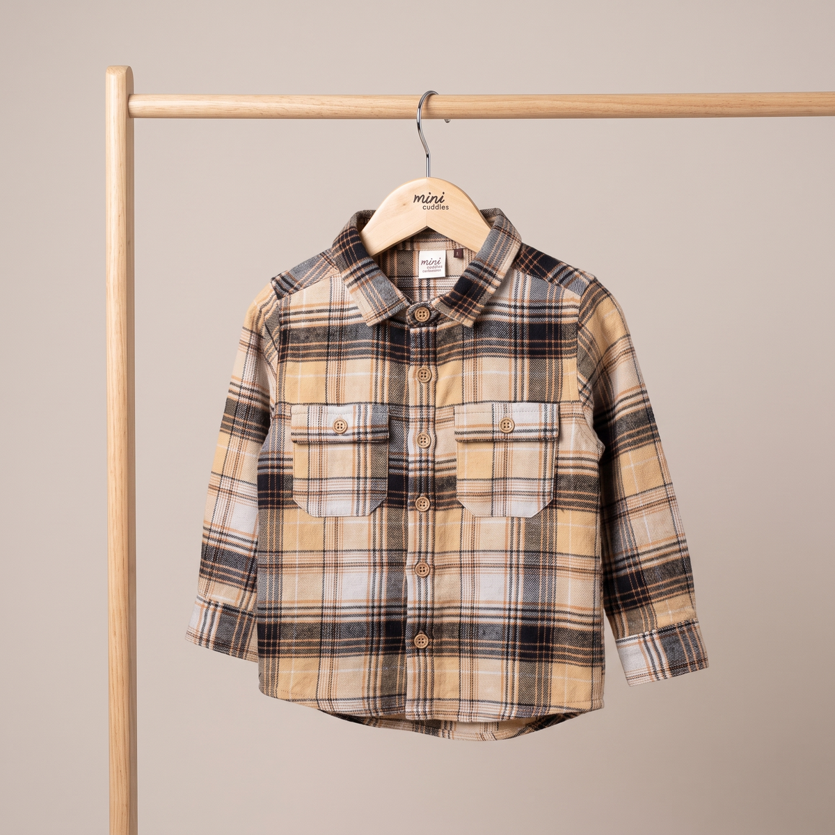 aby Boys Beige Grey And Black Cotton Blend Checked Full Sleeve Shirt Regular Fit Casual Wear