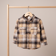 aby Boys Beige Grey And Black Cotton Blend Checked Full Sleeve Shirt Regular Fit Casual Wear