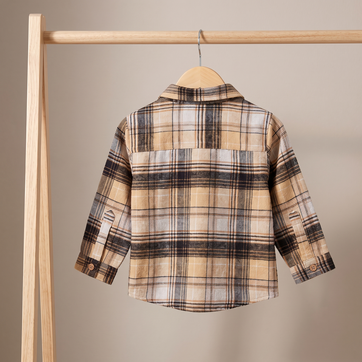 aby Boys Beige Grey And Black Cotton Blend Checked Full Sleeve Shirt Regular Fit Casual Wear