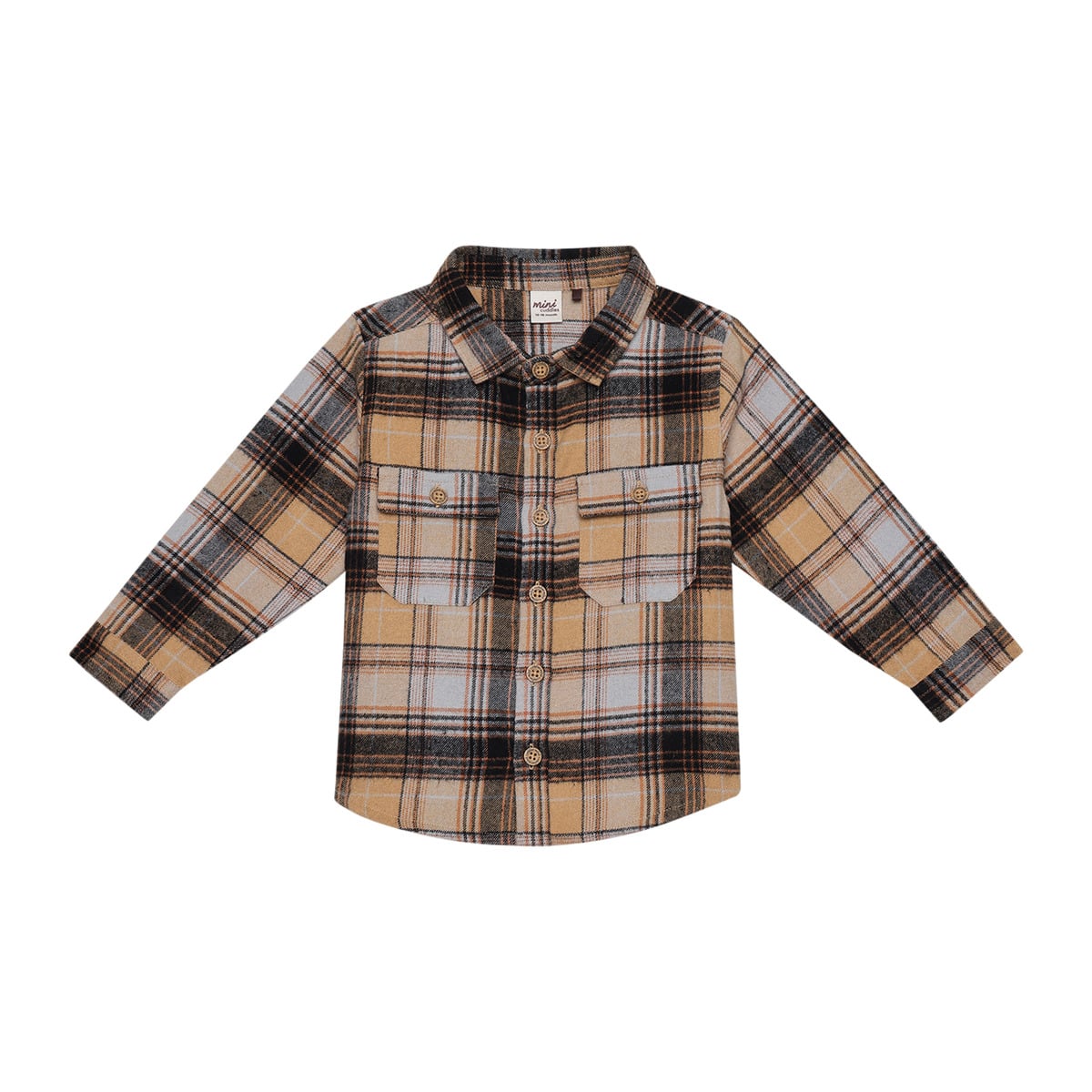 aby Boys Beige Grey And Black Cotton Blend Checked Full Sleeve Shirt Regular Fit Casual Wear