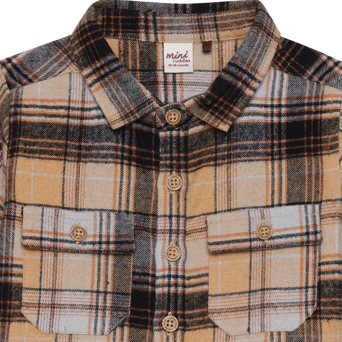 aby Boys Beige Grey And Black Cotton Blend Checked Full Sleeve Shirt Regular Fit Casual Wear