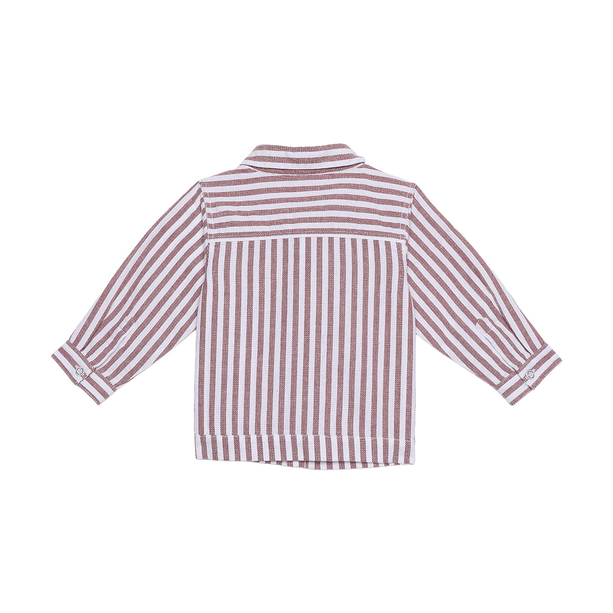 Baby Boys Rust Brown And White Cotton Blend Striped Full Sleeve Zip Shirt Regular Fit Casual Wear