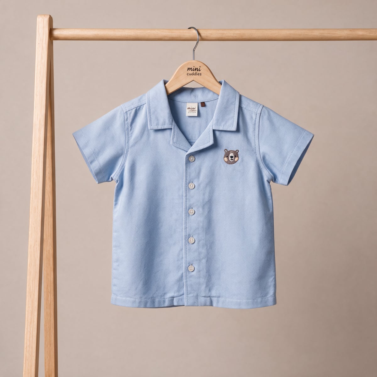 Baby Boys Light Blue Cotton Little Captain Embroidered Shirt Regular Fit Casual Wear