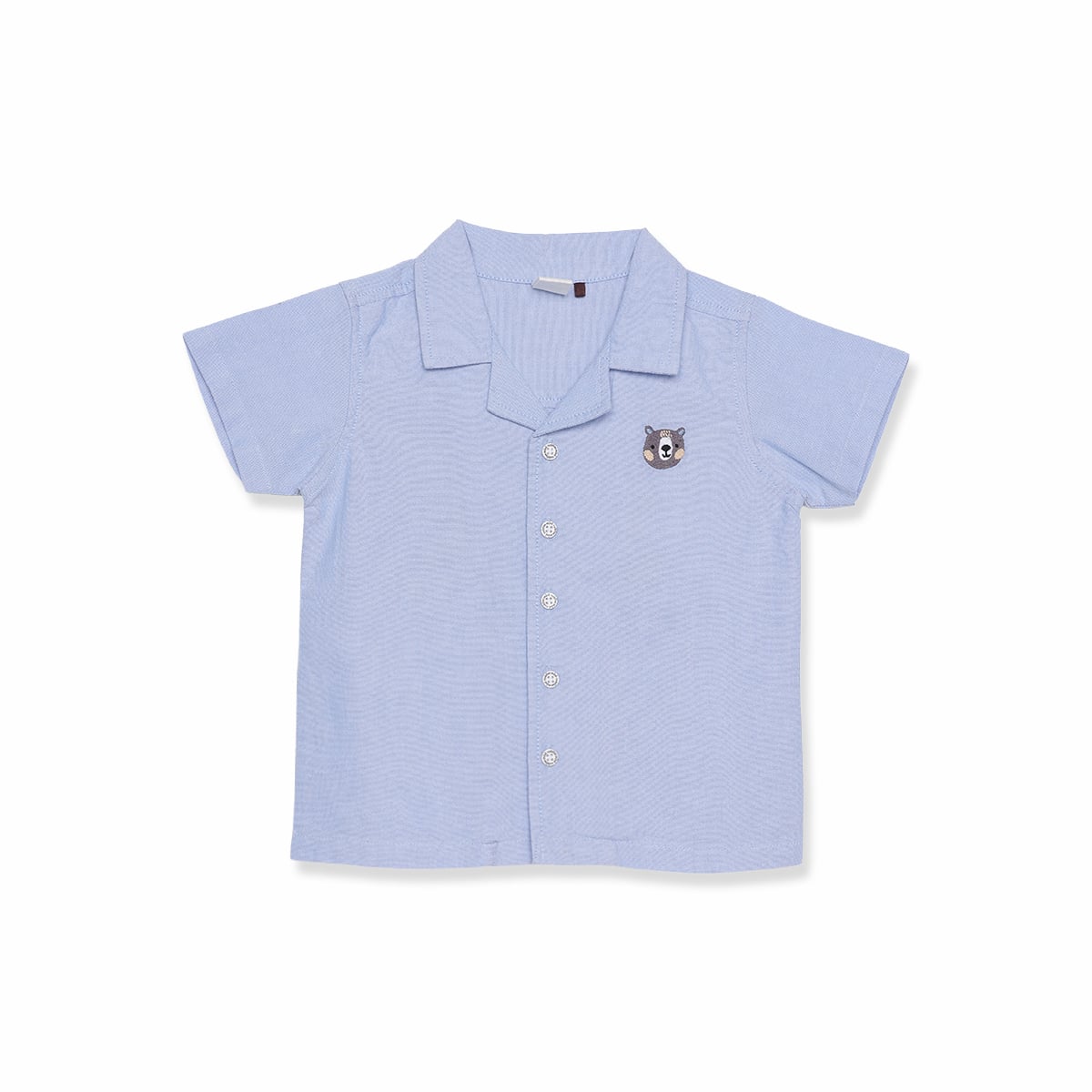 Baby Boys Light Blue Cotton Little Captain Embroidered Shirt Regular Fit Casual Wear