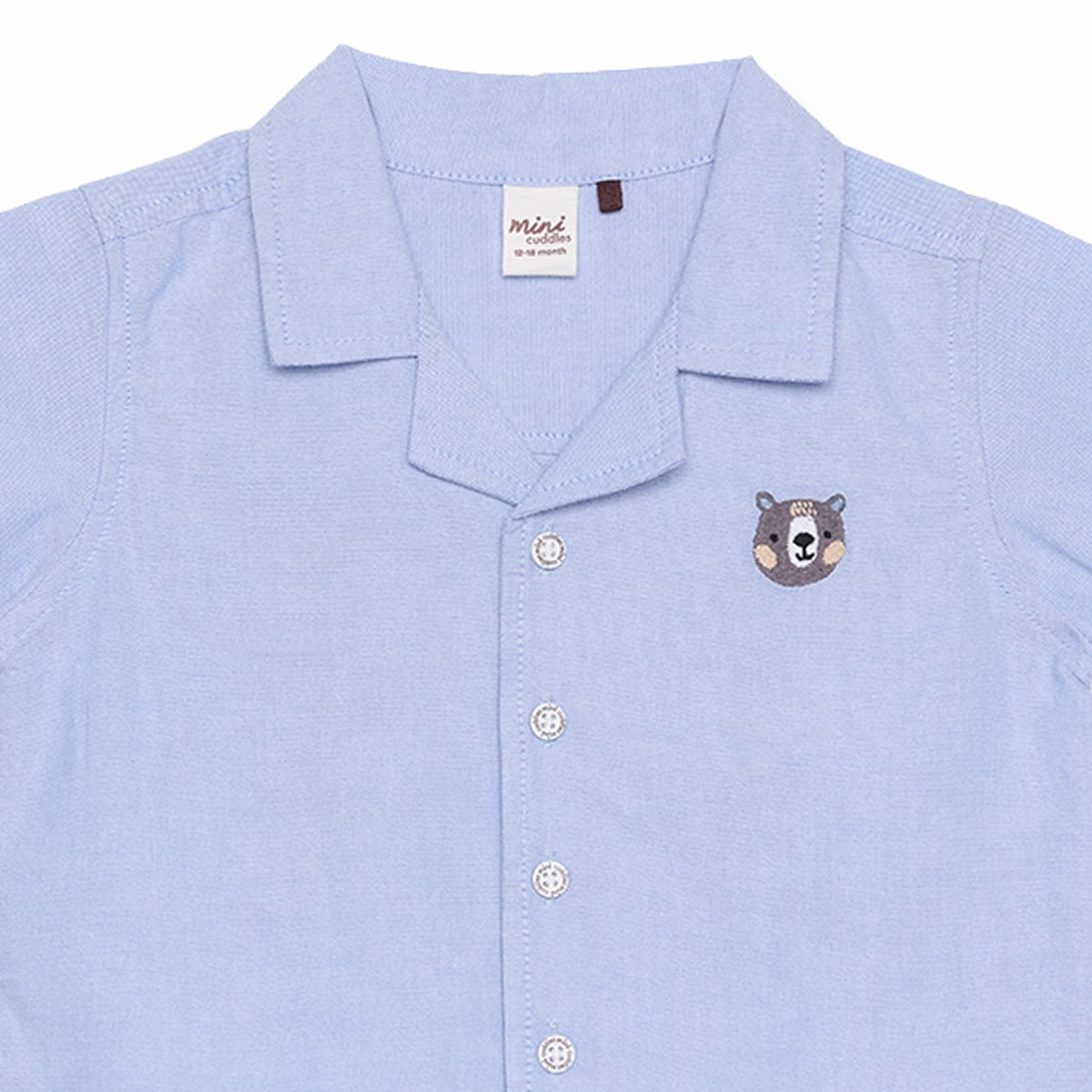 Baby Boys Light Blue Cotton Little Captain Embroidered Shirt Regular Fit Casual Wear