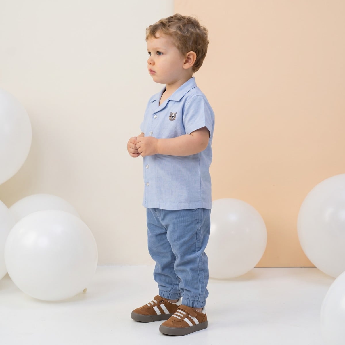 Baby Boys Light Blue Cotton Little Captain Embroidered Shirt Regular Fit Casual Wear