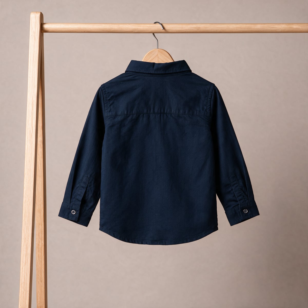 Baby Boys Navy Blue Cotton Solid Shirt Dog Patch Regular Fit Casual Wear