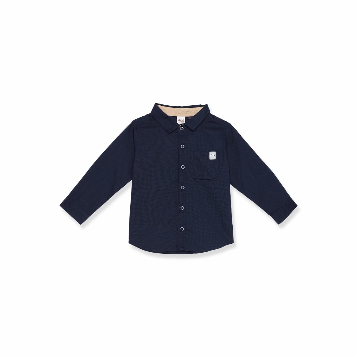 Baby Boys Navy Blue Cotton Solid Shirt Dog Patch Regular Fit Casual Wear