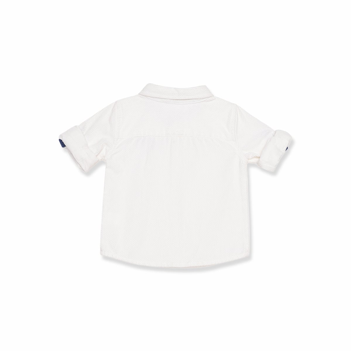 Baby Boys White Cotton Textured Shirt Roll-Up Sleeves Regular Fit Casual Wear