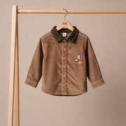 Baby Boys Brown Cotton Corduroy Shirt Contrast Collar Regular Fit Casual Wear
