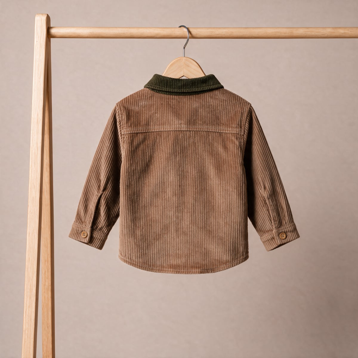 Baby Boys Brown Cotton Corduroy Shirt Contrast Collar Regular Fit Casual Wear