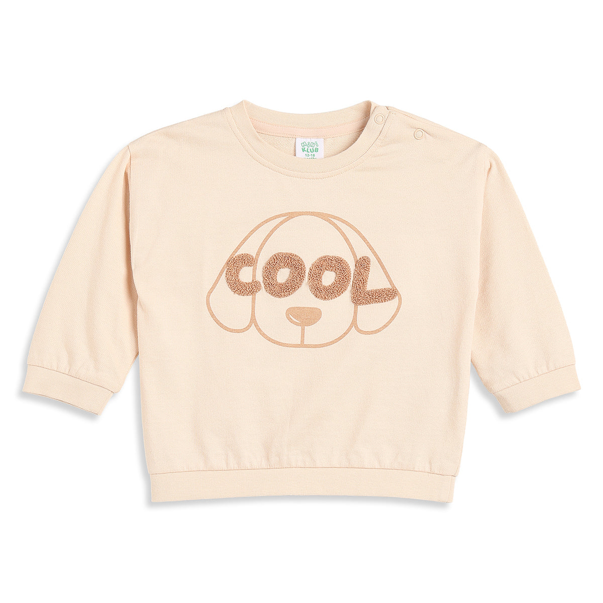 Baby Boys Beige Cotton Graphic Sweatshirt Regular Fit Casual Wear