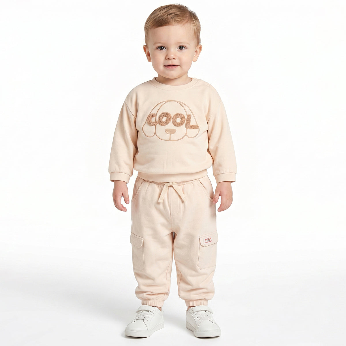 Baby Boys Beige Cotton Graphic Sweatshirt Regular Fit Casual Wear