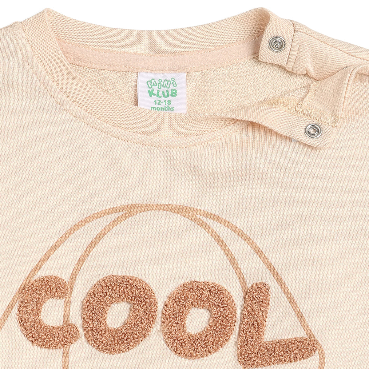 Baby Boys Beige Cotton Graphic Sweatshirt Regular Fit Casual Wear