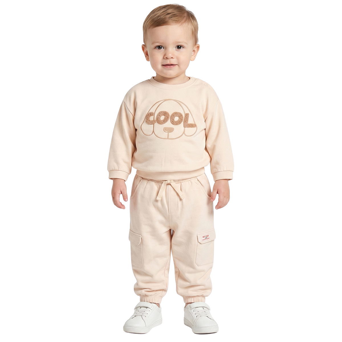 Baby Boys Peach Dog Graphic Sweatshirt Regular Fit Casual Kids Wear